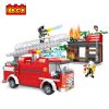 COGO 411 PCS Educational Model Fire Rescuer Van Blocks Set ABS Plastic Construction Building Block Toys for Kids