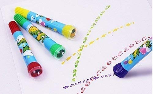 2 in 1 Roller Stamper and Marker Pen with Water-Based Ink for Scrapbooks (Set of 6 Pens) Multicolor