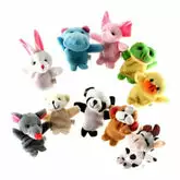Animal Finger Puppet, Multi Color. Pack of 10 Finger Puppets
