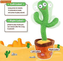 Dancing Cactus Talking Plush Toy with Singing & Recording Function - Repeat What You Say - Pack of 1, Rechargeable Cable Included