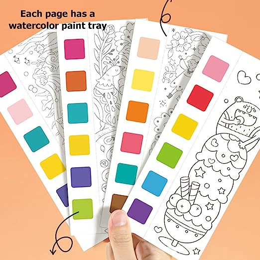 Set of 2 (20 pages) Watercolor Painting Book, Magic Water Coloring Books, Watercolor Paint Bookmark, DIY Making Art Toy Supplies Paint with Water for Girls, Kids, Toddlers