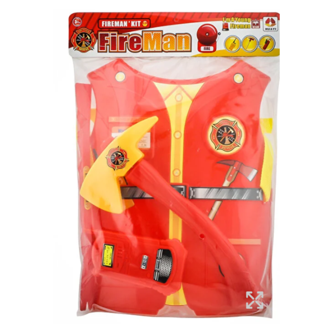 Pretend Play Fireman Vest Coat Costume With Accessories Set for Kids Boys and Girls Fancy Dress Style Birthday Gift For Kids (Vest Fireman Set)