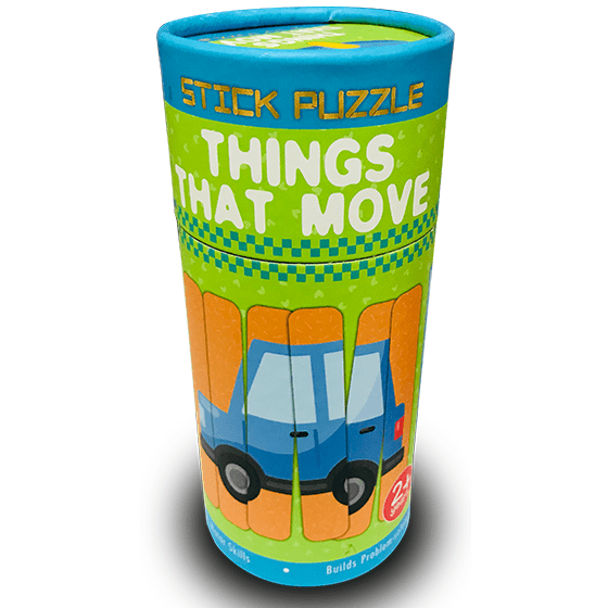 Stick Puzzle - Things That Move- 6 Piece Stick Puzzles | 18 Pieces In A Box