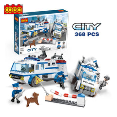 COGO 368 PCS Police Car Big Arresting with 4 Figures Plastic Building Blocks Toy for Kids DIY