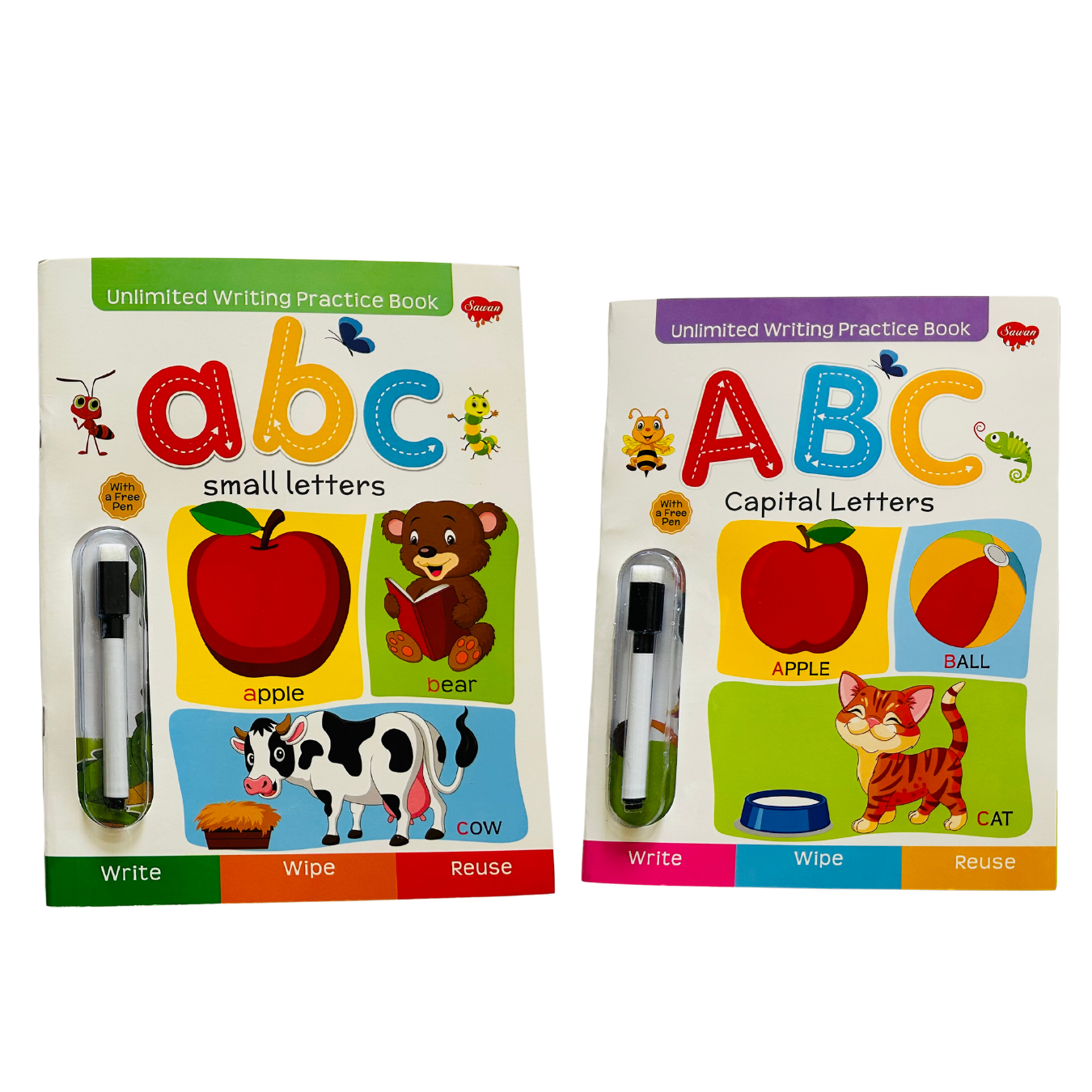 Reusable Wipe & Clean - Unlimited Alphabet Writing - Small & Capital Alphabet I Capital & Small Letter Tracing I  Upper Case and Lower Case Writing