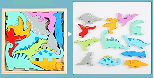 Igniteminds Wooden Jigsaw Puzzle; Pre Education Learning Multicolour Toy Blocks for Boys and Girls (Dinosaur)