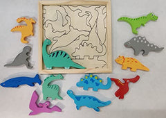 Igniteminds Wooden Jigsaw Puzzle; Pre Education Learning Multicolour Toy Blocks for Boys and Girls (Dinosaur)