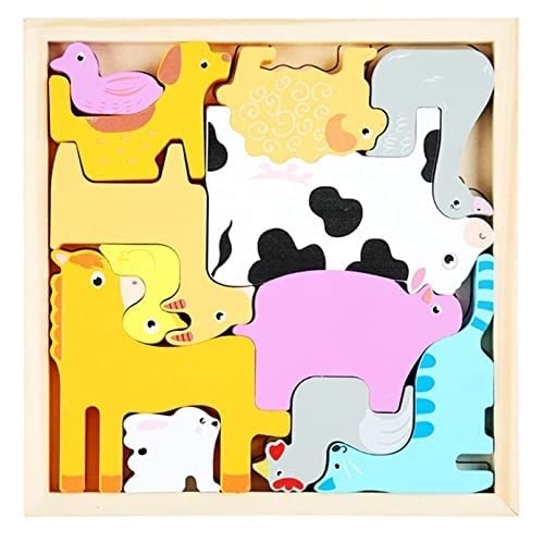 Ignitedminds Wooden Jigsaw Puzzle; Pre Education Learning Multicolour Toy Blocks for Boys and Girls (Wild Animals)