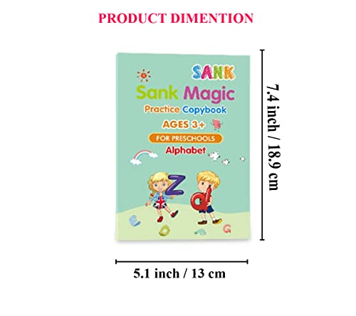 Sank Magic Practice Copybook, (4 BOOK + 10 REFILL+ Pen + Grip) Number Tracing Book for Preschoolers with Pen, Magic Calligraphy Copybook Set Practical Reusable Writing Tool Simple Hand Lettering
