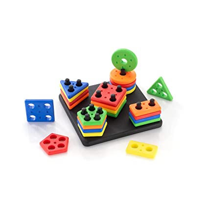 Intellectual Geometric Shape Matching Five Column Blocks Learning Education Puzzle Game Geometric Shape Sorter Toy for Kids (Plastic, Multicolor)