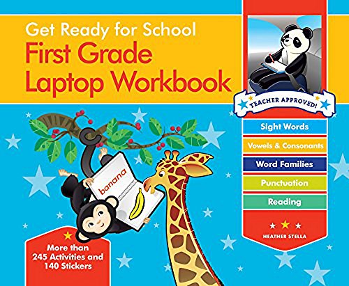 Sight Words, Beginning Reading, Handwriting, Vowels & Consonants, Word Families - Get Ready For School First Grade Laptop Workbook