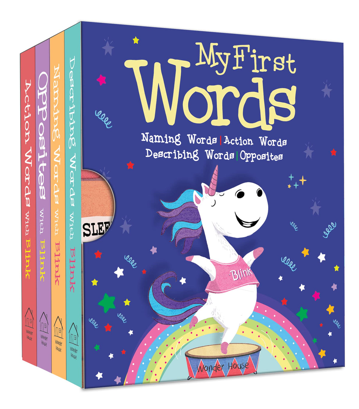 My First Words: Naming words, Action Words, Describing Words, Opposite Words - Box Set of 4 Board Books Board book