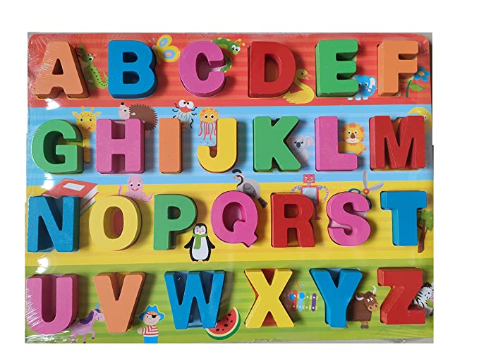 Wooden Alphabet Puzzle Toys for Children, Early Learning Educational Wooden Alphabet Board Toy for Kids