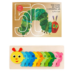 Combo Offer: The Very Hungry Caterpillar: 50th Anniversary Golden Edition + Caterpillar Jigsaw Puzzle