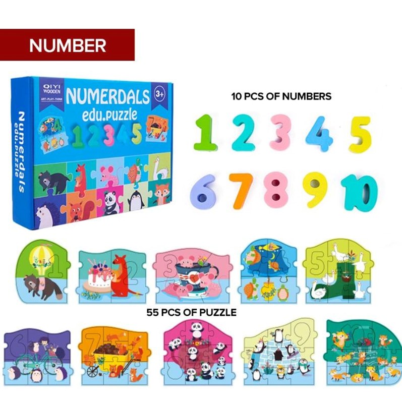 Wooden Education Puzzle for Learning Numbers I Age 2+