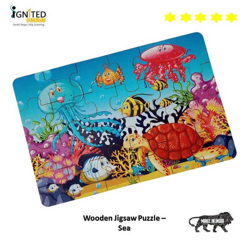 Set of 3 Wooden Jigsaw Puzzle - Solar System, Sea, Jungle - Ignited Minds